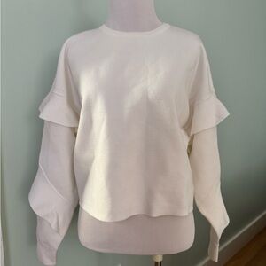Alice + Olivia Cream Ruffle Sweatshirt